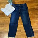 Free People  Women’s 28 Dark High Rise Frayed Hemline Straight Leg Denim Jeans Photo 0