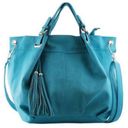 Yoki NWT  Teal Vegan Leather Tassel 2-Way Slouchy Shoulder Bag Photo 0