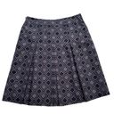 Ann Taylor  Skirt Purple Black Geo Print Silk Cotton Pleated Knee Length Size 8 Photo 5