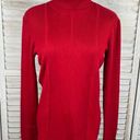 Tahari  Lightweight Turtleneck Sweater Stretchy Ribbed Red-Large Photo 0