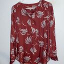 The Loft Women’s dark rust red with blue long sleeve blouse Photo 1