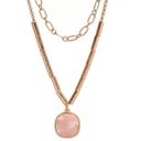 Madewell NWOT  Gold Tone Rose Quartz Pendant Layered Necklace Photo 0