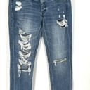 American Eagle  Women's Distressed Boyfriend Jeans Blue Denim Medium Wash Size 8 Photo 2