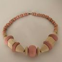 Madewell Tan and Pink Wooden Beaded Necklace Photo 4