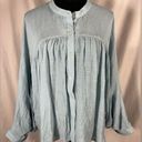 ee:some  Blue Balloon Sleeve Top Batwing Solid Blue Bohemian Preppy Sz Small Photo 0