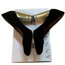 Ann Taylor  Tinsley Black Suede Jewel Rhinestone Gold Block Heel Size 7m9 Photo 7