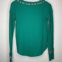 Free People Small Teal Green Thermal Knit Long Sleeve Button Up Photo 4