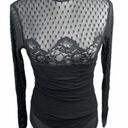 Natori  Sheer and Bunched Bodysuit Black Petite Photo 10