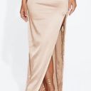 Naked Wardrobe NWOT  Satin Cream The High Gloss Slit Skirt Photo 2