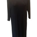 J.Jill  Long Line Slub Knit Top Medium Black Split Sides 3/4 Sleeve Career Photo 3