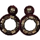 The Bar BIJOUX Suede Hoop Pierced Earrings Crystals Beads Photo 0