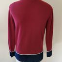 Brooks Brothers 346  burgundy colorblock merino wool medium sweater Photo 5