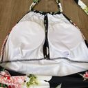 Cupshe one piece swimsuit halter tie black floral padded ruched women’s size XL Photo 5