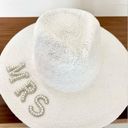 ma*rs Nikki beach  straw hat white with pearls NWOT honeymoon Photo 2