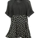 The Row Ducks In A Mini Dress Women L Black Cream Cat Print Short Sleeve Sheer Lined Photo 3