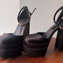 Platform Rhinestone Heels Black Size 6 Photo 0