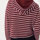 Hollister Striped Hooded Crop Top in Burgundy size S Photo 1