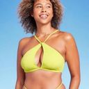 Shade & Shore NWOT:  Lime Green Keyhole
Halter Bikini Top DD and medium bottoms Photo 0