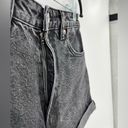 ZARA  High Rise Cuffed Jean Shorts High Waisted Black Acid Stone Wash Zip Size 2 Photo 6