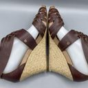 indigo. by Clarks Brown Leather Espadrille Wedge Sandals Women’s Size 11 Photo 3