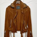 All Saints Plait Western Biker Suede Jacket Size 2 US Brown Goat Photo 7