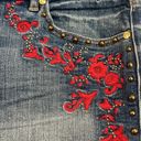 Juicy Couture  denim red floral embroidered shorts. Photo 7