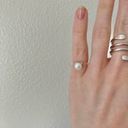 American Vintage Vintage “Nicolette” Pearl Pinkie Ring White Silver Clear Minimal Neutral Simple Photo 12