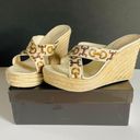 Gucci Bamboo Horsebit Leather and Satin Printed Espadrilles Wedge Sandals Sz 9+ Photo 0