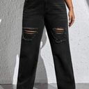 SheIn Black Distressed Mom Jeans Photo 0