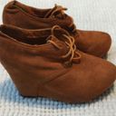 Charlotte Russe  Brown Suede Bootie Wedge Shoes Size 6 GUC #3088 Photo 1