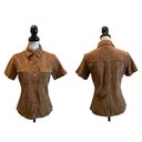 Moda  International VS Suede Leather Shirt Brown Small Snap Button Vintage Y2K Photo 9