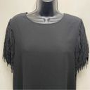 fab'rik  Black Shoulder Fringe Blouse Sz Small Photo 2