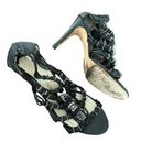 JEAN MICHEL CAZABET GOTH CORINA EMBELLISHED BLACK STRAP HEELED SANDAL CAGE SHOES Size 7 Photo 0