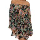 Luli Fama  Gypsy Off Shoulder Bell Sleeve Boho Paisley Floral Dress Size Small Photo 13