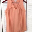 Naked Zebra  Flowy V Neck Sleeveless Blouse Peach Orange Small Photo 5