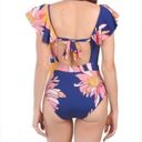 Trina Turk One Piece Swimsuit  Breeze Ruffle V-Neck Plunge Tropical Photo 2