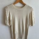 American Vintage VINTAGE Y2K 2000s Crochet Beige Short Sleeve Sweater Blouse Top Womens Small Photo 0