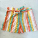 Loft  Citrus Striped PaperBag Pull On Shorts Orange Green Yellow Pastel Size Med Photo 1