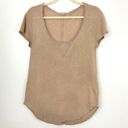 LA Made New  Short Sleeve Scoop Neck Niki Tee Slub Knit Dune Tan Photo 2