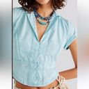 Free People  Women Annabelle Shirt Sweetwater Blue Button Down Top Size Large Photo 1