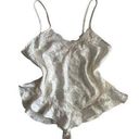 One Piece Vintage White Satin Silky Romper Teddie  Pajamas Lingerie Photo 0