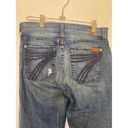 7 For All Mankind 7FAMK Dojo Flare Denim Jeans EUC Sz 27 Long Inseam Distressed Cotton USA Photo 3