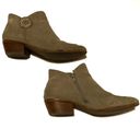 Jack Rogers Tan Suede Ankle Booties Boot Side Zip Sz 8.5 Cute Flower Circle Photo 1