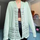 kim rogers Light Green Crochet Open Cardigan Photo 1