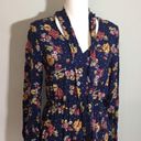 Xhilaration NEW Navy Blue Floral Long Sleeved Dress Pussybow Photo 1