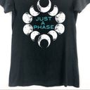 The Moon Women’s Phases Black Short Sleeve T-Shirt Size M Boho Casual Photo 3