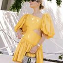 Chateau Aje  Cut Out Mini Dress Yellow Linen Blend Size 4 Photo 2