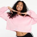 Adidas off shoulder triple stripe logo crop sweatshirt Pink Size M Photo 1