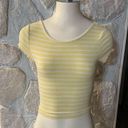 Guess  Yellow And White Stripped Form Fitting Scoop Neck Cropped Top- Size XS Photo 0