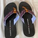 Tommy Hilfiger  Herringbone Navy Red Thong Flip Flops Size 8 New Without Tag Photo 1